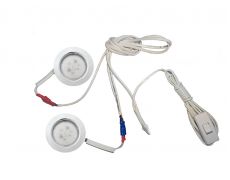 Комплект 2 LED врезных светильников FT-9228 220V, (сетевой шнур с выкл. в упаковке), теплый 3000K, хром